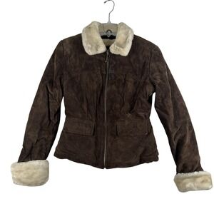 Vtg Wilsons Leather Maxima Jacket Womens Small Suede Fur Shearling Lined Y2K 90s